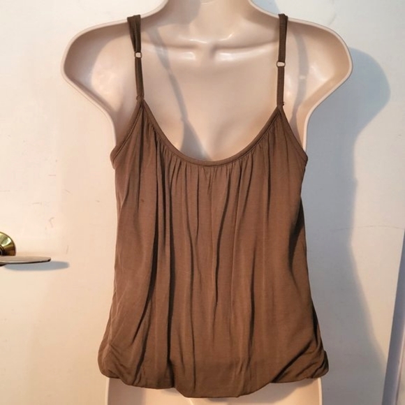 ⚡3/$20⚡ FOR JOSEPH Brown Tank Top Rumpled Cropped Hem Size Small - Picture 2 of 5